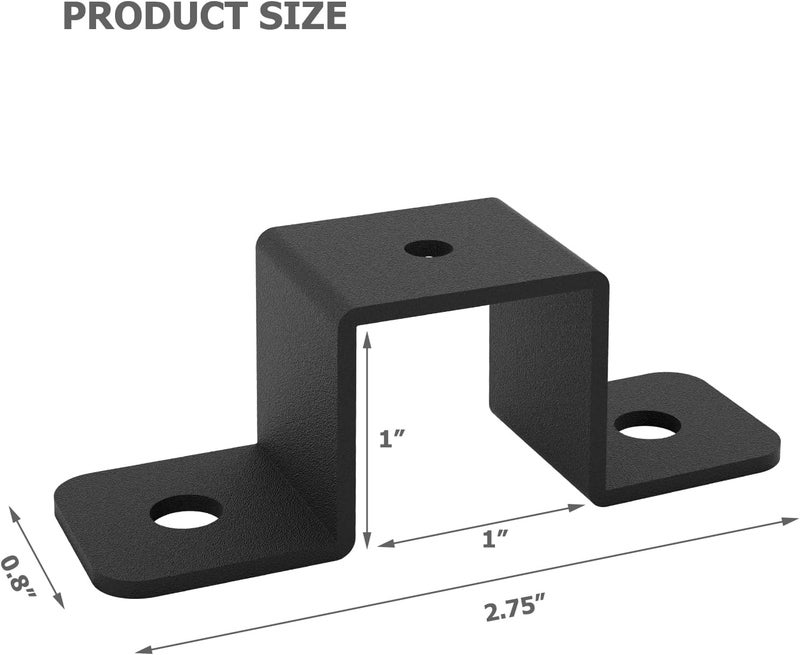 Wpbhk 8 Pcs Square Tube Strap Clamp, 1"x1" Strap Post Ties, Black Deck Fence Post Tie Bracket U-Shaped Pipe Clamp Bracket - Image 2